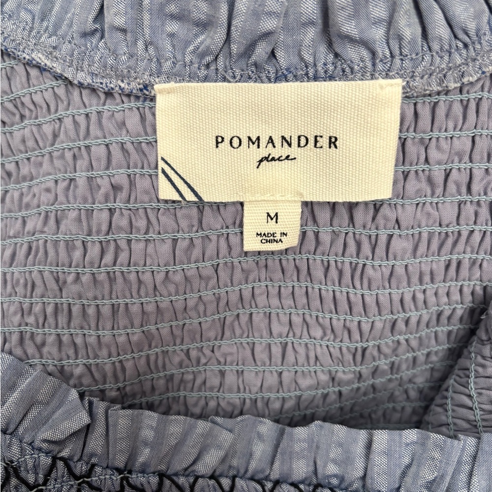 Pomander Place Elegant Blue Gathered Dress - Picture 2 of 11
